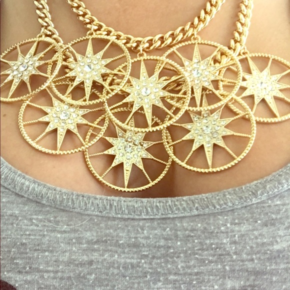 Gold Chain Starburst Necklace by RJ Raziano. Stunning. Rare. - Picture 1 of 8